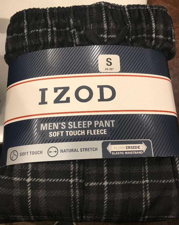 IZOD Men's Micro Fleece Pajama Pant, Small (Black)